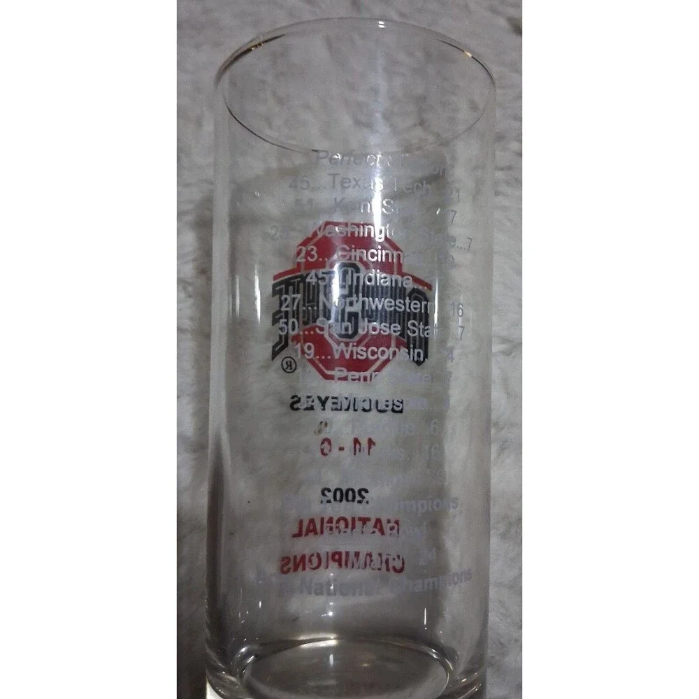 Ohio State Buckeyes 2002 National Champions Drinking Glasses Set of 3